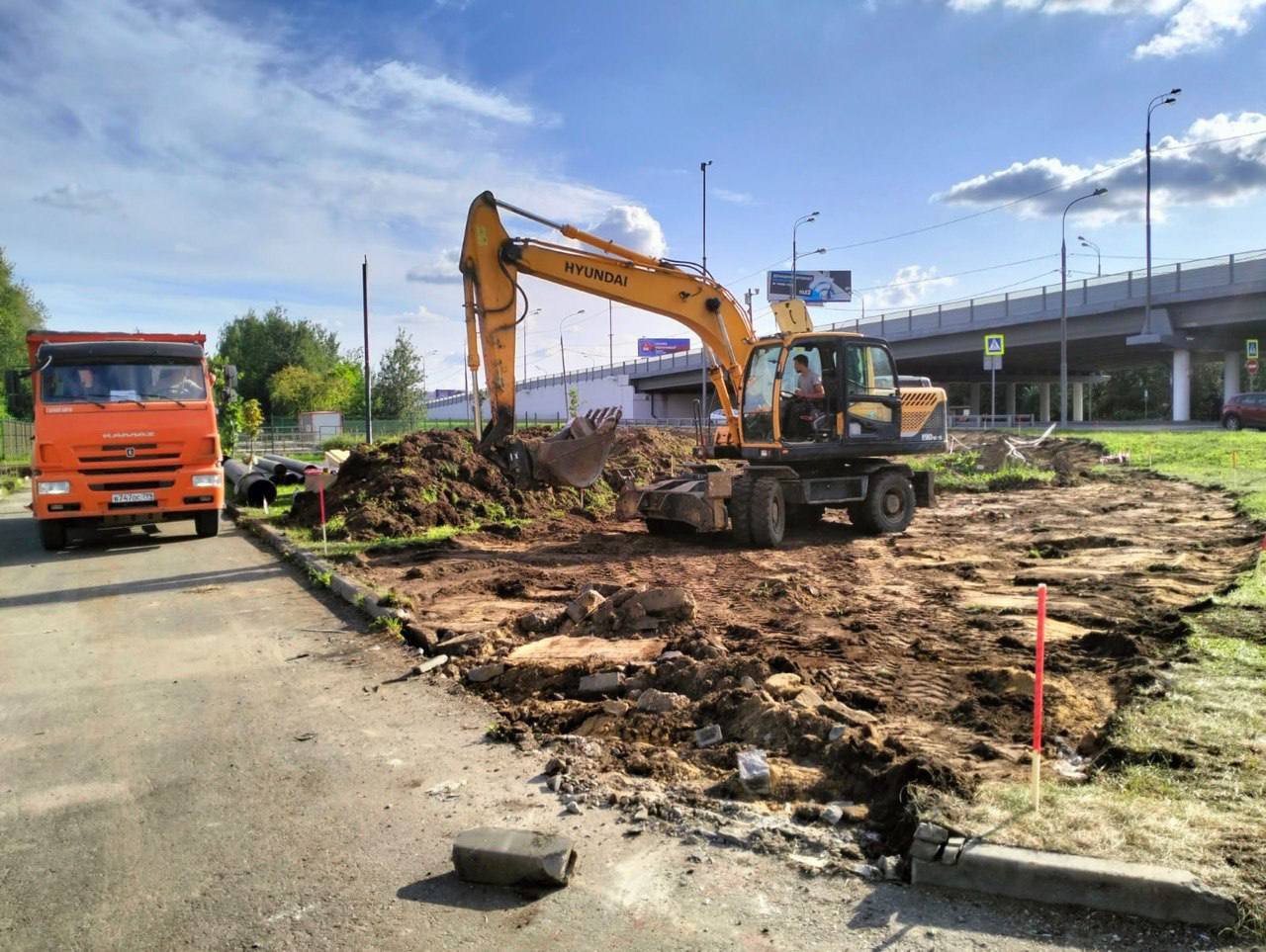 В Мытищах приступили к устройству съезда №1 на примыкании к Дмитровскому шоссе